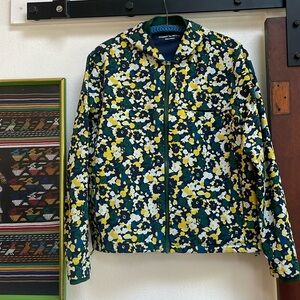 OV hooded zip front jacket in floral print